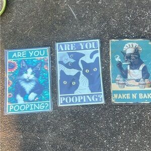 Set of Three Cat-Themed Posters